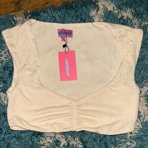 Edikted Cream Ruched Sleeveless Blouse